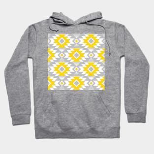 Tribal Aztec Native Ornament - White Gray Yellow Sunny Gold Pastel Ethnic Geometric Amulet Boho Pattern Hoodie